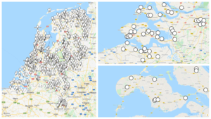 Carte indiquant la répartition des équipes Buurtzorg