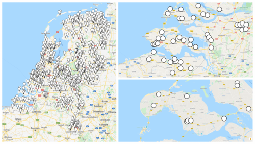 Carte indiquant la répartition des équipes Buurtzorg